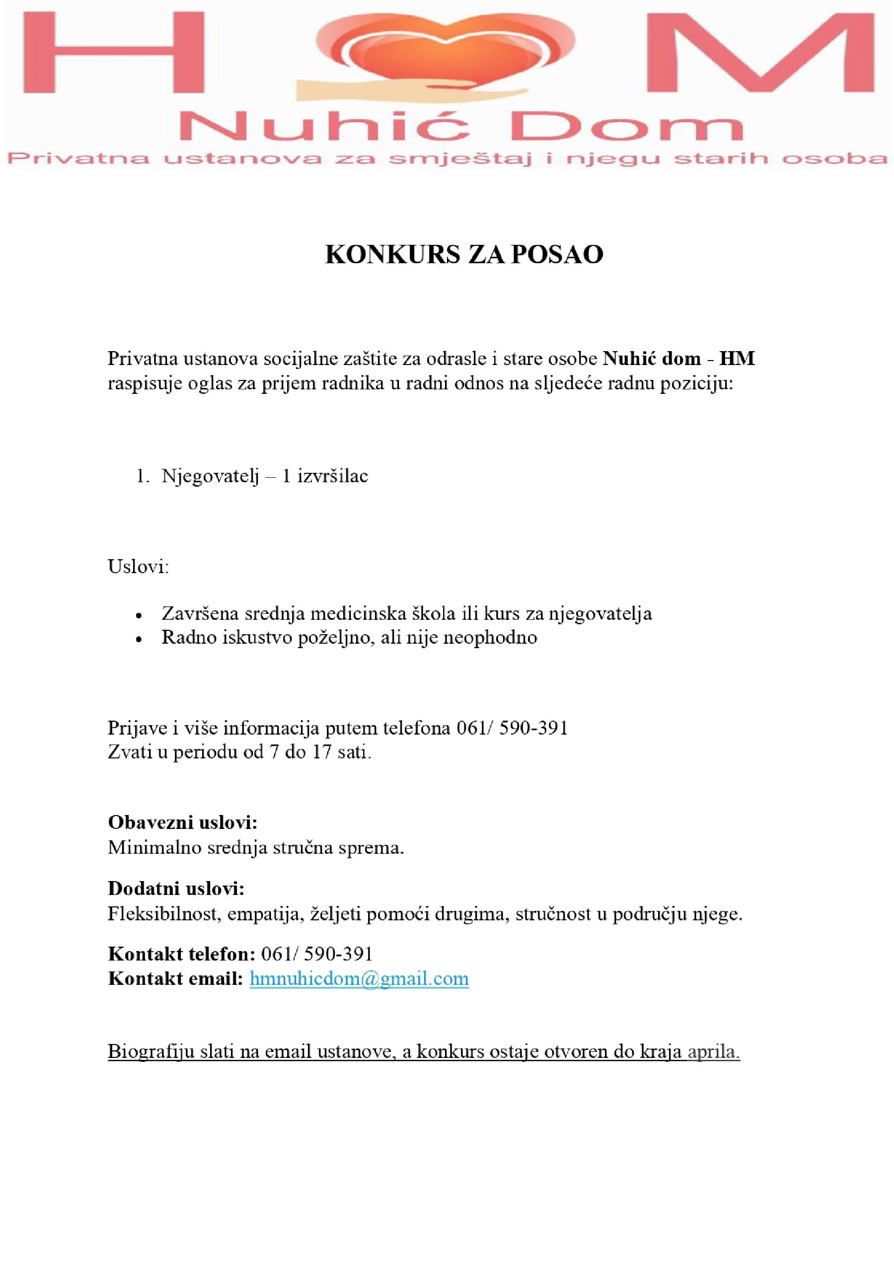 KONKURS ZA POSAO