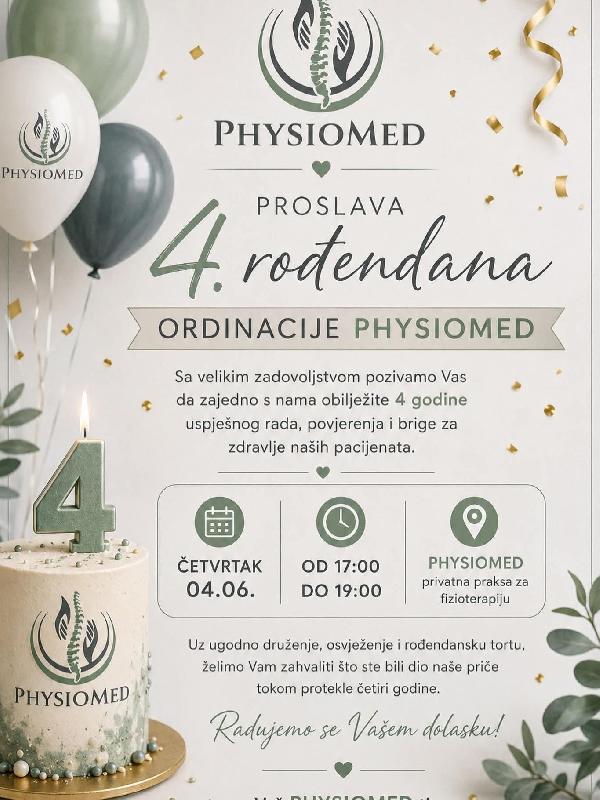 Četiri godine povjerenja, zdravlja i posvećenosti: Ordinacija Physiomed obilježava svoj 4. rođendan